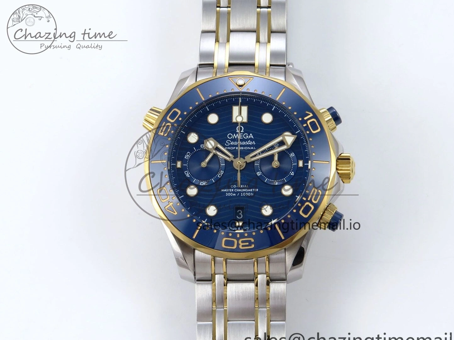 0306 Seamaster 300m Chrono SS YG OMF 1:1 Best Edition Blue Dial on SS YG Bracelet A Seasonal 7691